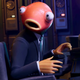 A fish man in a suit nervously glances over his shoulder.